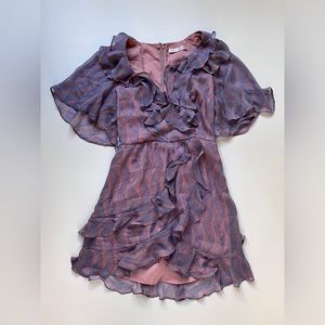 Saint + Secrets (Vici) Mini Ruffle Dress Women’s Small Pink & Purple